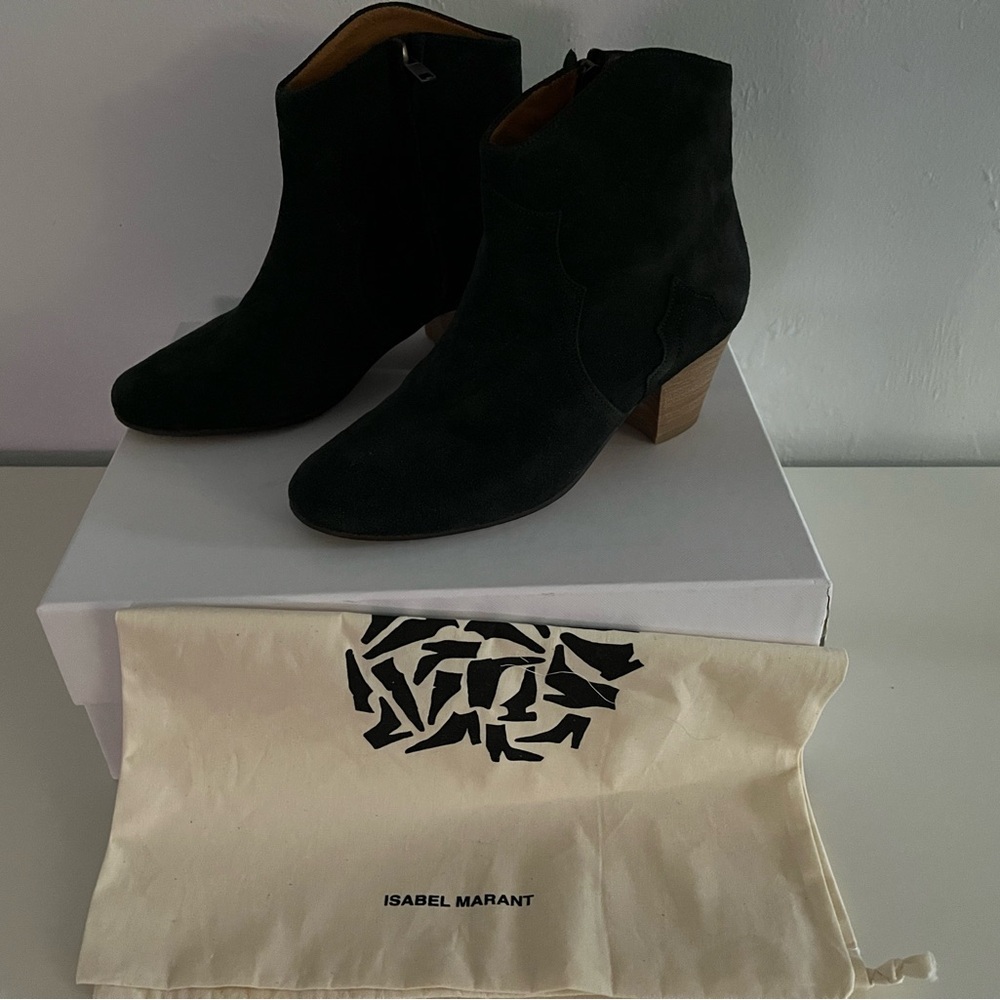 Isabel Marant Dicker Suede Black Ankle Booties